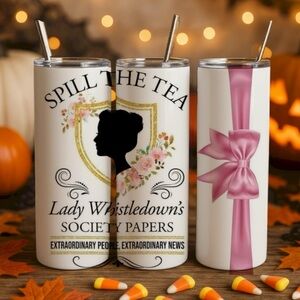Lady Whistledown's Society Papers White and Pink Tumbler